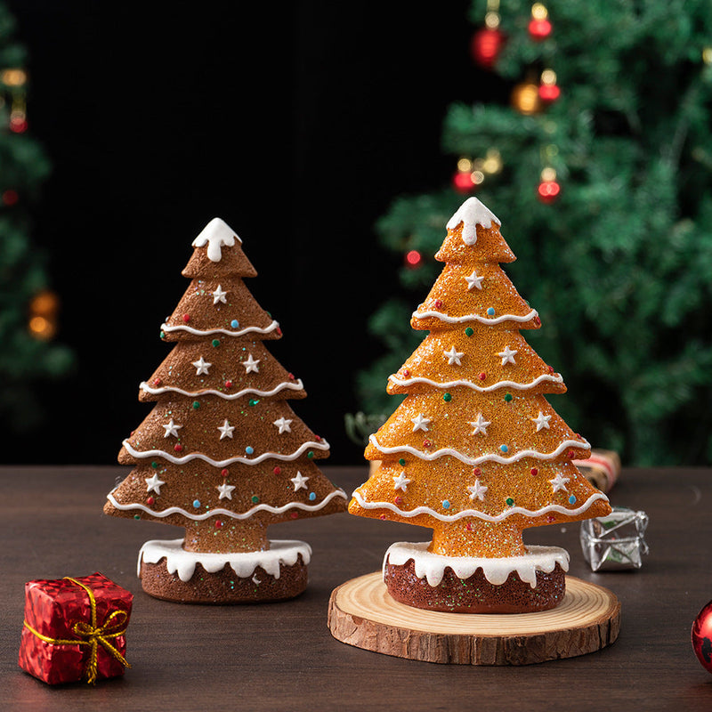 HKM-325459 Ginger Cake Christmas Tree Decoration - Resin Holiday Scene, 10.5x4x15.5 cm