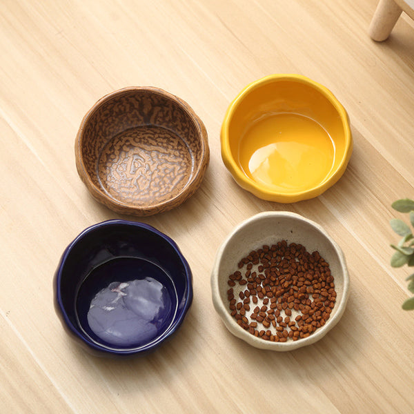 HKM-3254973 Ceramic Cat Bowl with Anti-Tip Design for Cervical Spine Support - Available in Various Colors