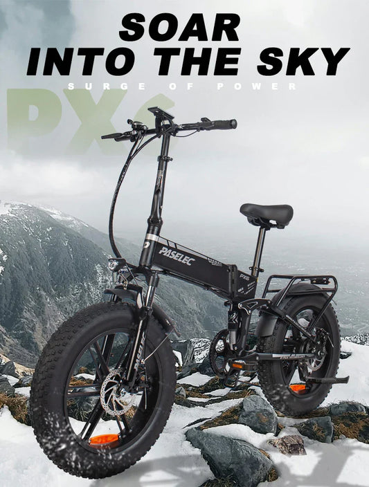 HKM-325651 Folding Mountain Bike with 7-Speed Gears, 20-Inch Aluminum Frame and Rear Hub Motor