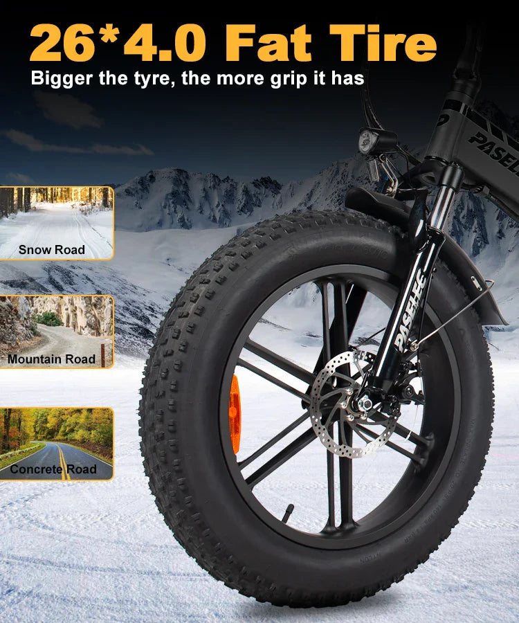 HKM-325651 Folding Mountain Bike with 7-Speed Gears, 20-Inch Aluminum Frame and Rear Hub Motor