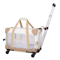 HKM-3257021 Pet Trolley Bag Carry Case for Vehicle Transport - Breathable Polyester, Solid Colors