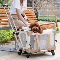 HKM-3257021 Pet Trolley Bag Carry Case for Vehicle Transport - Breathable Polyester, Solid Colors