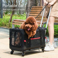 HKM-3257021 Pet Trolley Bag Carry Case for Vehicle Transport - Breathable Polyester, Solid Colors