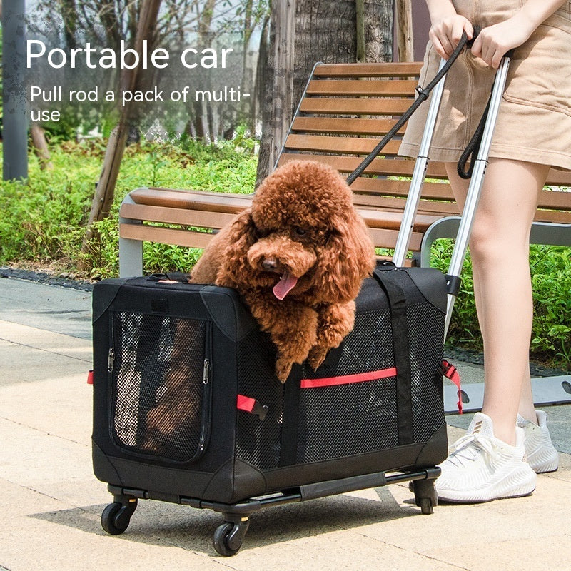 HKM-3257021 Pet Trolley Bag Carry Case for Vehicle Transport - Breathable Polyester, Solid Colors
