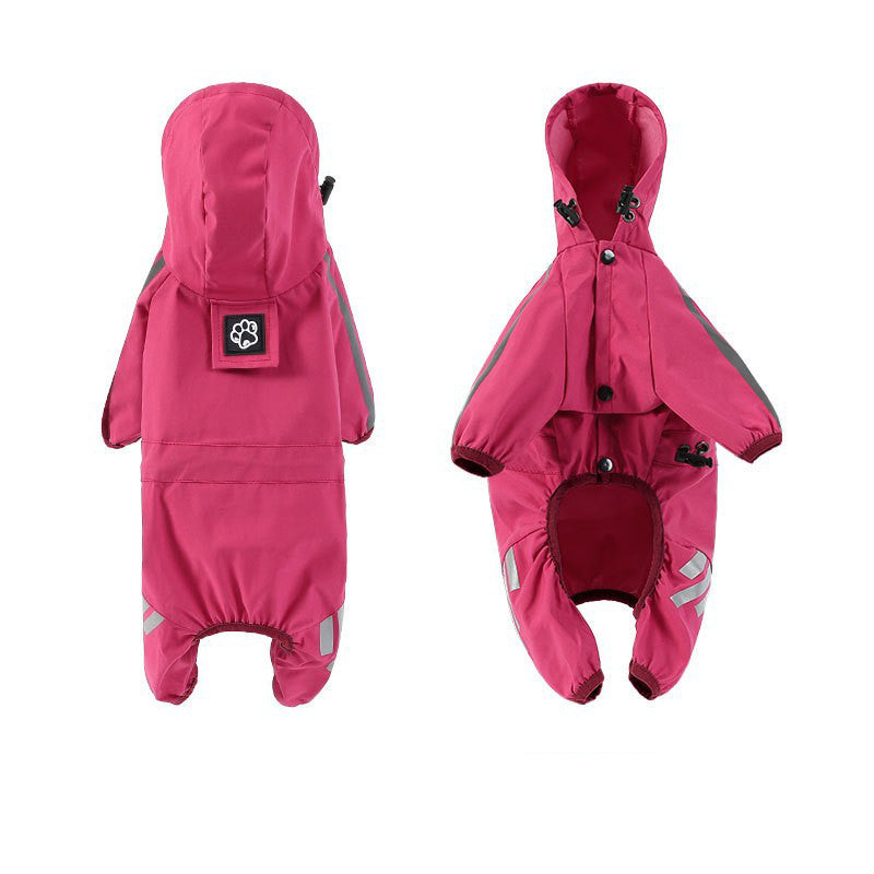 HKM-3260221 Four-Legged Waterproof Raincoat for Small Dogs and Cats, Stylish Pet Outing Clothing