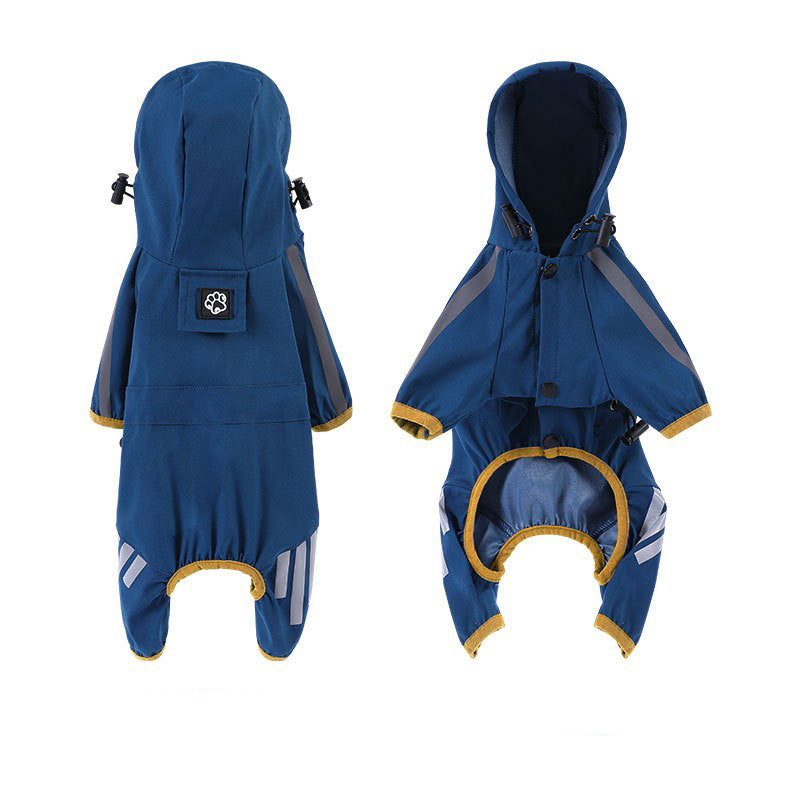 HKM-3260221 Four-Legged Waterproof Raincoat for Small Dogs and Cats, Stylish Pet Outing Clothing