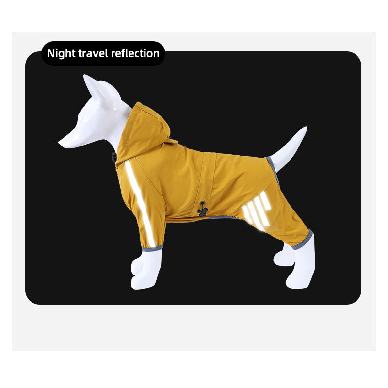 HKM-3260221 Four-Legged Waterproof Raincoat for Small Dogs and Cats, Stylish Pet Outing Clothing