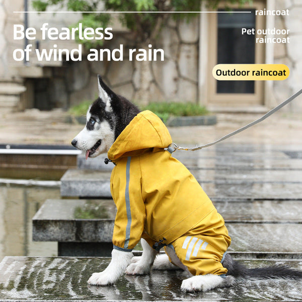 HKM-3260221 Four-Legged Waterproof Raincoat for Small Dogs and Cats, Stylish Pet Outing Clothing