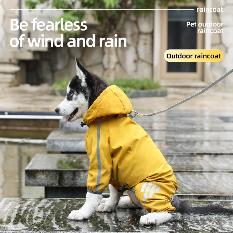 HKM-3260221 Four-Legged Waterproof Raincoat for Small Dogs and Cats, Stylish Pet Outing Clothing