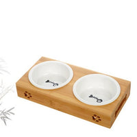 HKM-3260733 Bamboo and Stainless Steel Pet Bowl Holders with Single, Double, and Triple Bowl Options
