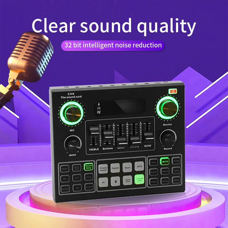 HKM-326227 V9 Sound Card Audio Interface for Live Streaming and Podcasting on Phone and PC