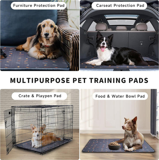 HKM-3262397 Machine Washable Non-Slip Dog Training Urine Pad - Breathable & Absorbent, Dark Gray Leaves Design