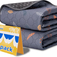 HKM-3262397 Machine Washable Non-Slip Dog Training Urine Pad - Breathable & Absorbent, Dark Gray Leaves Design