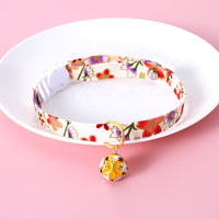 HKM-3262525 Adjustable Flower Pattern Pet Collar with Hollow Bell in Multiple Colors