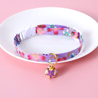 HKM-3262525 Adjustable Flower Pattern Pet Collar with Hollow Bell in Multiple Colors