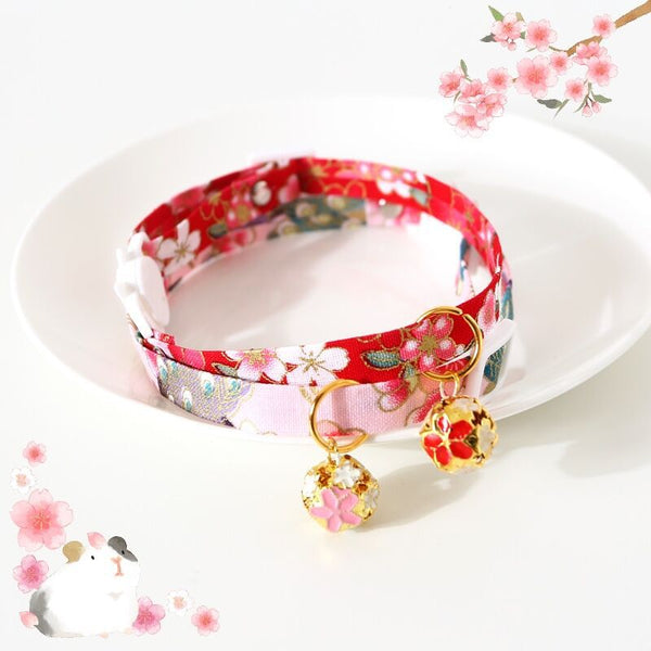 HKM-3262525 Adjustable Flower Pattern Pet Collar with Hollow Bell in Multiple Colors