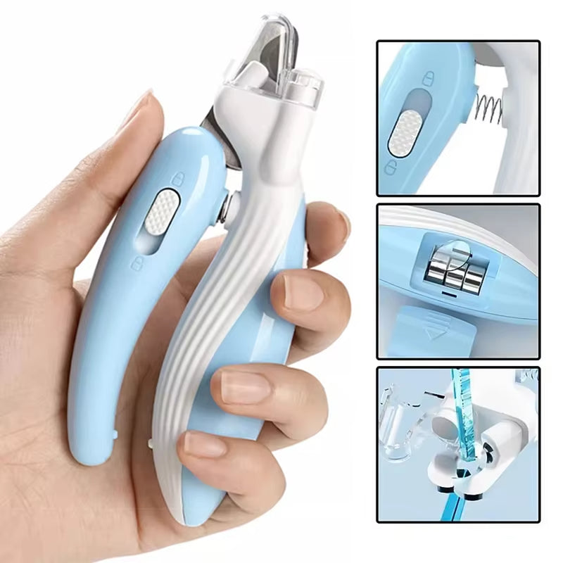 HKM-3264317 Labor-Saving Nail Clippers with LED Light for Dogs and Cats - Precision Trim Scissors with Safety Lock and Anti-Splash Design
