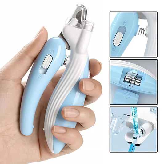 HKM-3264317 Labor-Saving Nail Clippers with LED Light for Dogs and Cats - Precision Trim Scissors with Safety Lock and Anti-Splash Design
