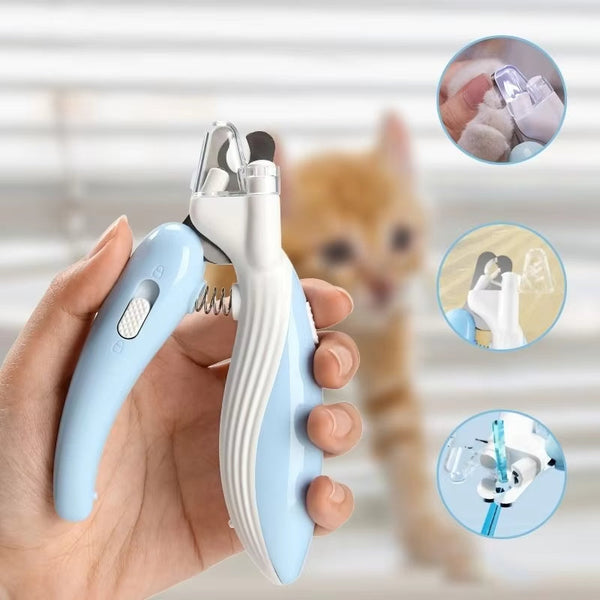 HKM-3264317 Labor-Saving Nail Clippers with LED Light for Dogs and Cats - Precision Trim Scissors with Safety Lock and Anti-Splash Design