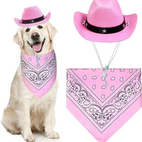 HKM-3264701 Pet Cowboy Costume Set with Hat and Bandana for Cats and Kittens, Ideal for Halloween and Cosplay Events