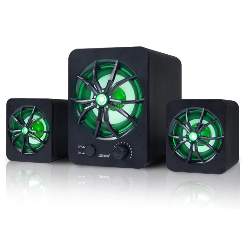 HKM-326547 Mini Colorful LED 2.1 USB Computer Speaker with 3.5mm Jack and Perfect Sound Quality