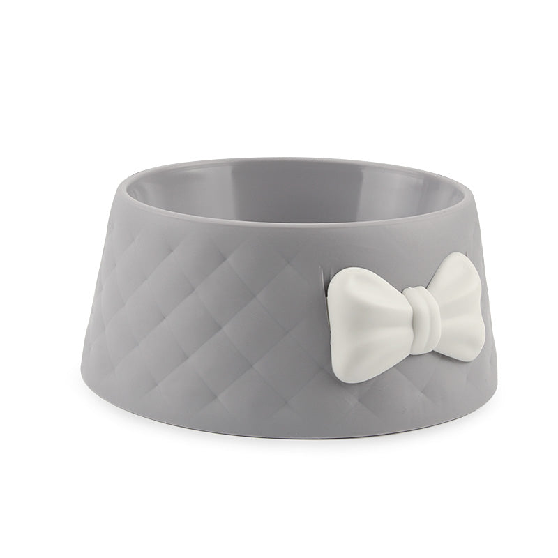 HKM-3266493 Bow Shaped Cat and Dog Bowl - Made of Durable PP Plastic in Pink, Green, and Grey