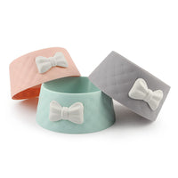 HKM-3266493 Bow Shaped Cat and Dog Bowl - Made of Durable PP Plastic in Pink, Green, and Grey