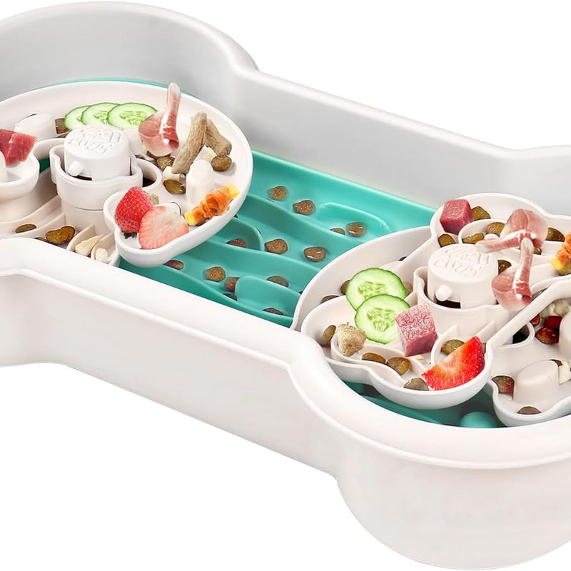 HKM-3267773 Interactive Slow Feeder Dog Bowl for Large Breeds - Anti-Choking Design with Rotating Trays for Healthy Eating
