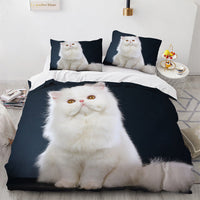 HKM-326803 White Geometric Cat Duvet Cover Set for 1.8m Beds - Available in Multiple Sizes
