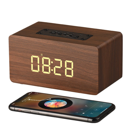 HKM-326803 Wooden Bluetooth Speaker with Clock Display and 6-Hour Playtime