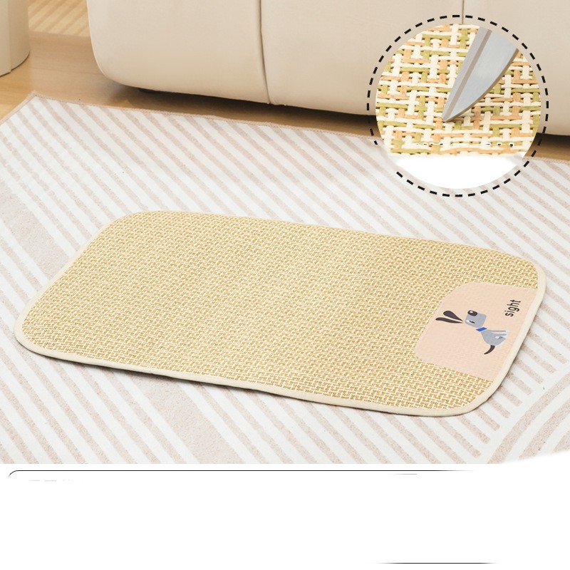 HKM-3268157 Summer Universal Cold Mat for Cats and Dogs - Woven Pet Nest, Multiple Sizes Available in Beige, Gray, and Brown