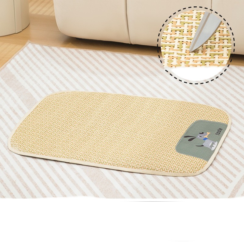 HKM-3268157 Summer Universal Cold Mat for Cats and Dogs - Woven Pet Nest, Multiple Sizes Available in Beige, Gray, and Brown