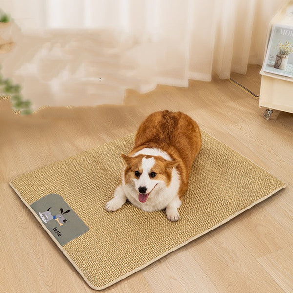 HKM-3268157 Summer Universal Cold Mat for Cats and Dogs - Woven Pet Nest, Multiple Sizes Available in Beige, Gray, and Brown