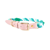 HKM-3268285 Hand Woven Cotton Rope and Leather Adjustable Pet Collar in Multiple Colors