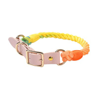 HKM-3268285 Hand Woven Cotton Rope and Leather Adjustable Pet Collar in Multiple Colors