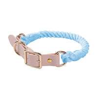 HKM-3268285 Hand Woven Cotton Rope and Leather Adjustable Pet Collar in Multiple Colors