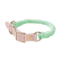 HKM-3268285 Hand Woven Cotton Rope and Leather Adjustable Pet Collar in Multiple Colors