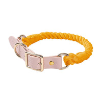 HKM-3268285 Hand Woven Cotton Rope and Leather Adjustable Pet Collar in Multiple Colors