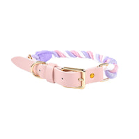 HKM-3268285 Hand Woven Cotton Rope and Leather Adjustable Pet Collar in Multiple Colors