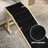 HKM-3269565 Pet Ramp for Dogs and Cats with Non-Slip Carpet and Easy Top Platform, Durable Pine Wood, Ideal for Pets up to 77 lbs