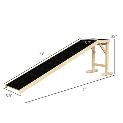 HKM-3269565 Pet Ramp for Dogs and Cats with Non-Slip Carpet and Easy Top Platform, Durable Pine Wood, Ideal for Pets up to 77 lbs