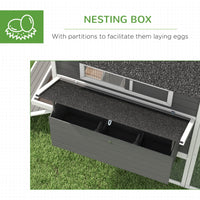 HKM-3269949 Wooden Chicken Coop for 8-10 Chickens - Gray, 137" Deluxe House with Nesting Boxes, Ramp, and Run