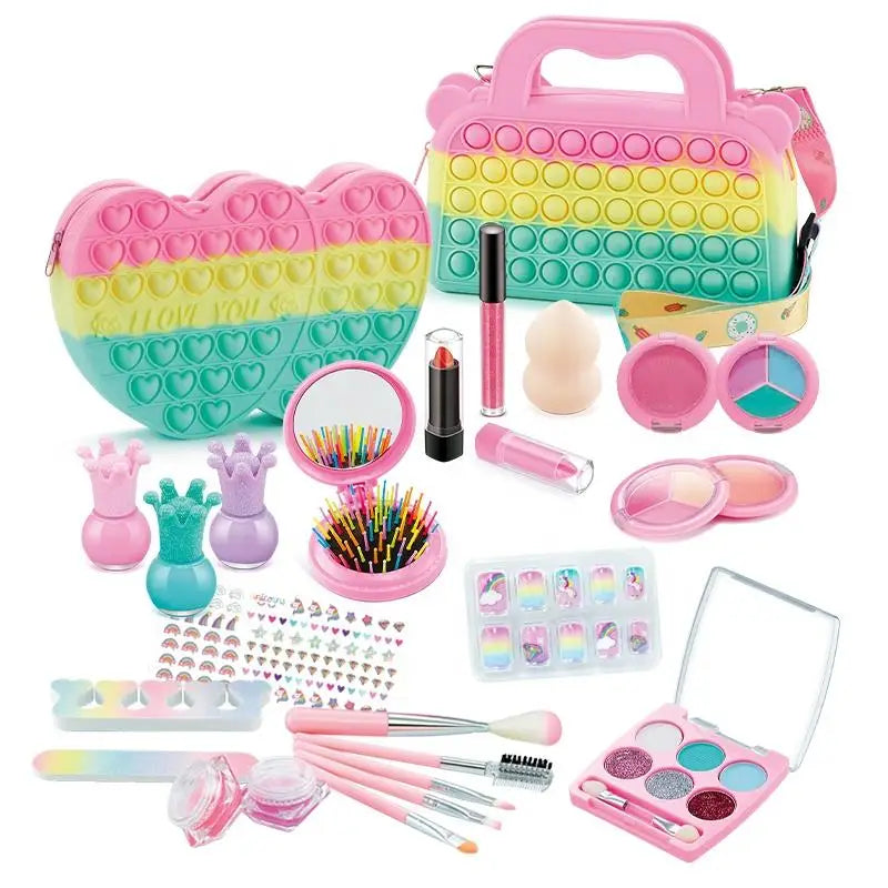 HKM-326995 Kids Cosmetic Makeup Set with Nail Accessories for Dress-Up Play - Ages 2 to 14
