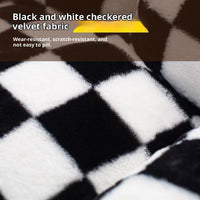 HKM-3270333 Cozy Black and White Plaid Plush Dog Kennel for Small to Large Breeds