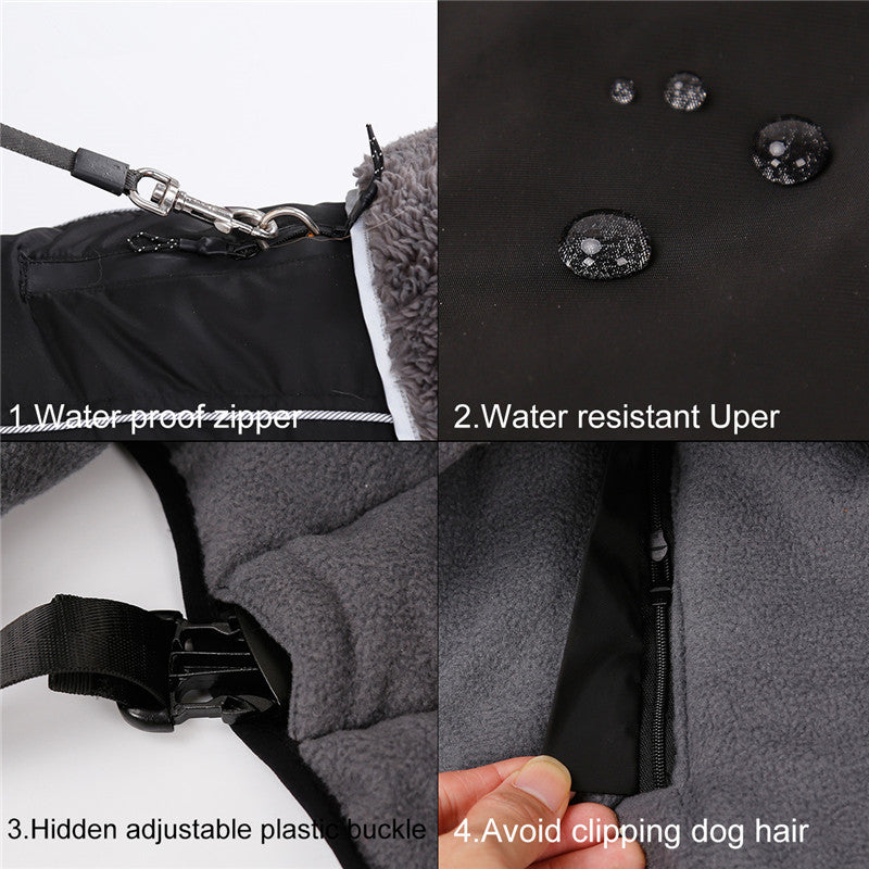 HKM-3270461 Thick Warm Dog Vest - Waterproof, Reflective, Adjustable for Small to Large Breeds