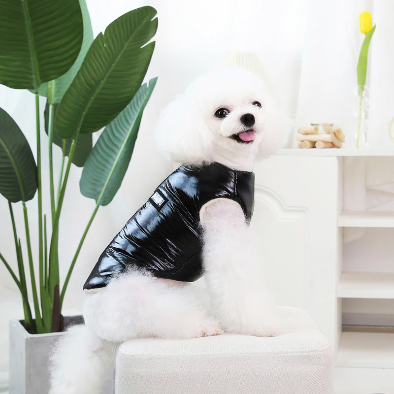 HKM-3270717 Thickened Cotton Four-Legged Dog Outfit for Winter - Casual Style in Black and Silver