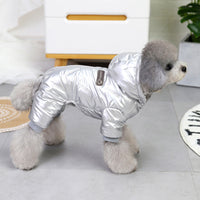 HKM-3270717 Thickened Cotton Four-Legged Dog Outfit for Winter - Casual Style in Black and Silver