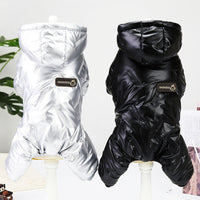 HKM-3270717 Thickened Cotton Four-Legged Dog Outfit for Winter - Casual Style in Black and Silver