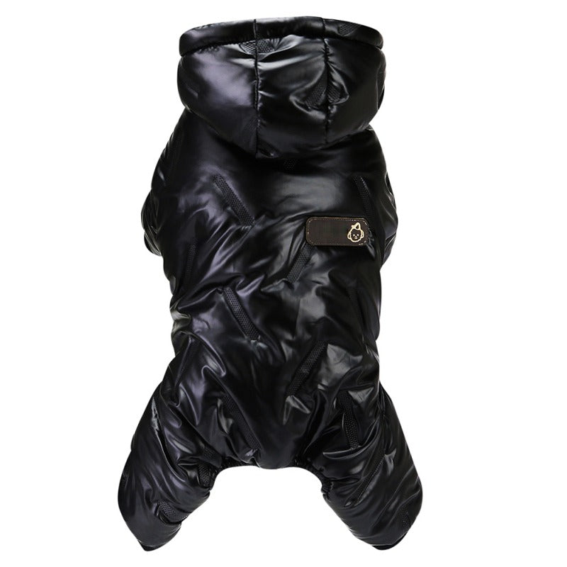 HKM-3270717 Thickened Cotton Four-Legged Dog Outfit for Winter - Casual Style in Black and Silver