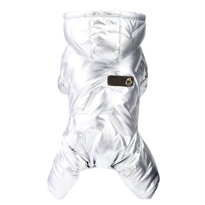 HKM-3270717 Thickened Cotton Four-Legged Dog Outfit for Winter - Casual Style in Black and Silver